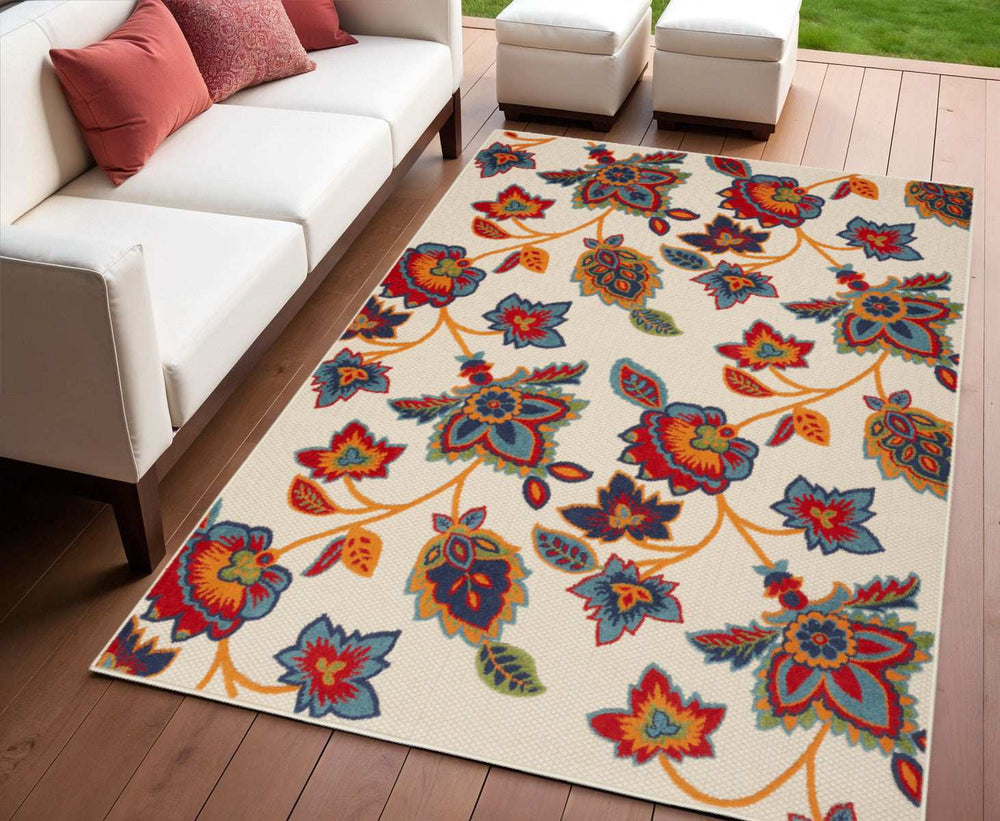 4' X 6' Multicolor Floral Stain Resistant Non Skid Area Rug - Homeroots - Flyclothing LLC