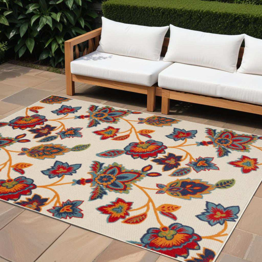 8' X 11' Multicolor Floral Stain Resistant Non Skid Area Rug - Homeroots - Flyclothing LLC