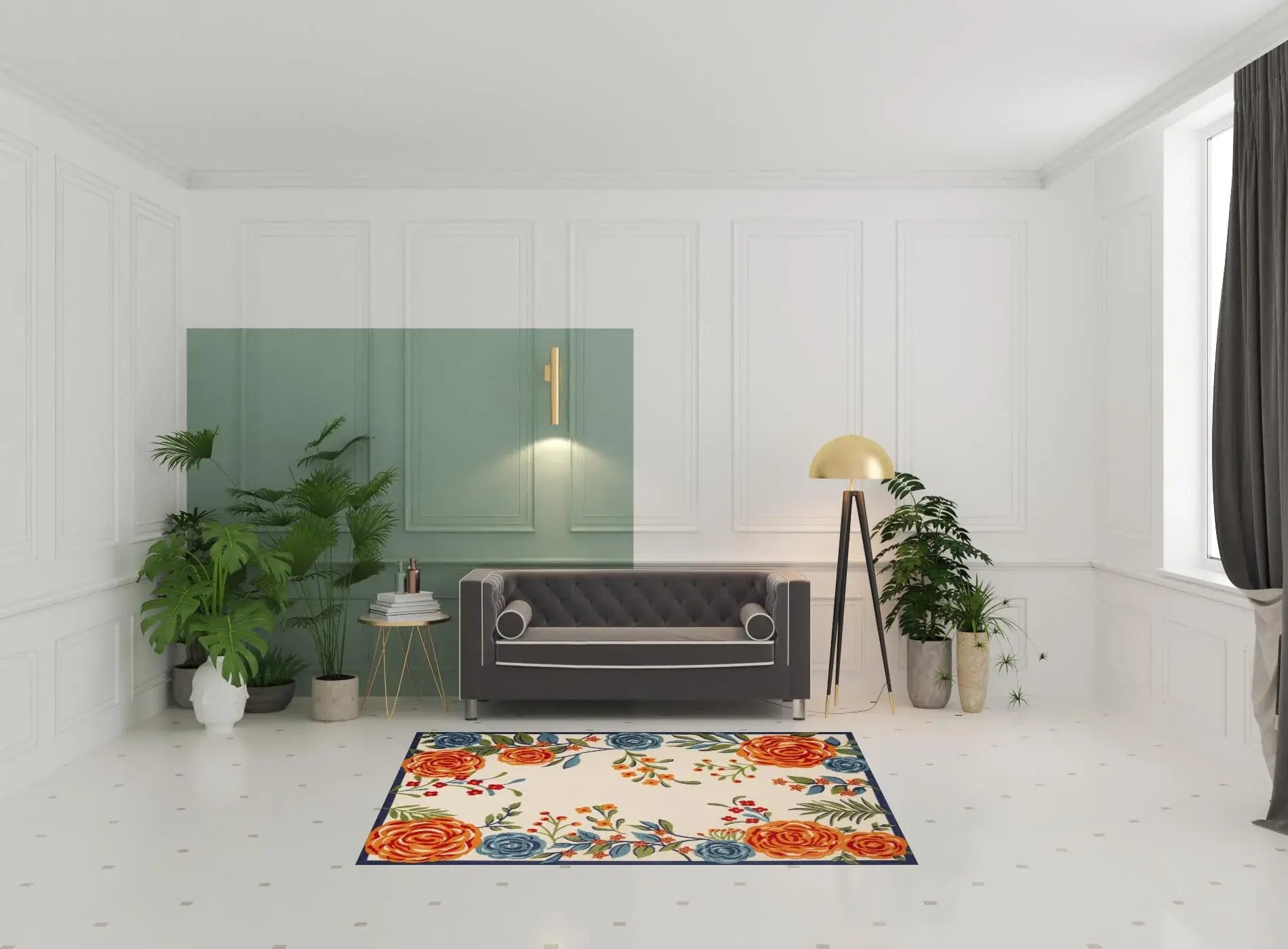 5' X 8' Multicolor Floral Stain Resistant Non Skid Area Rug - Homeroots - Flyclothing LLC