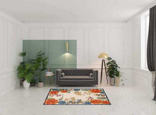 5' X 8' Multicolor Floral Stain Resistant Non Skid Area Rug - Homeroots - Flyclothing LLC