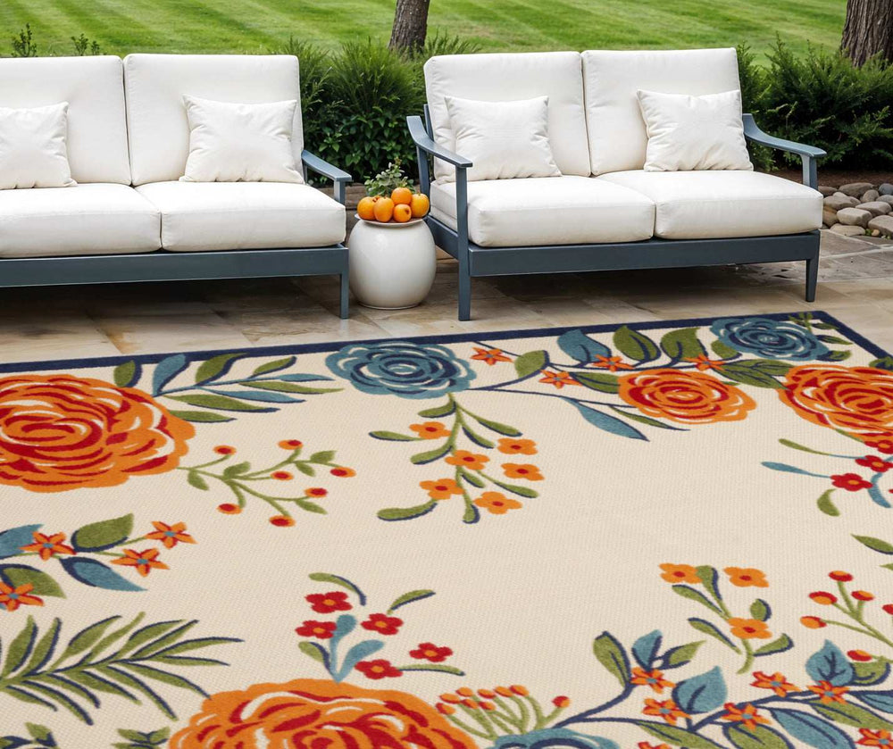 8' X 11' Multicolor Floral Stain Resistant Non Skid Area Rug - Homeroots - Flyclothing LLC