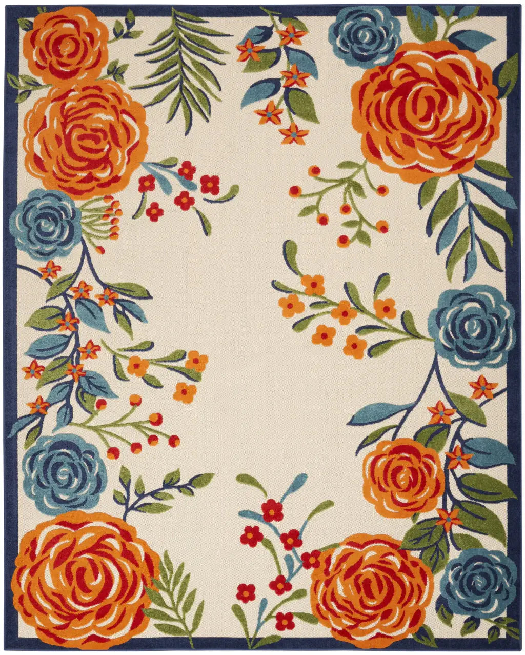 8' X 11' Multicolor Floral Stain Resistant Non Skid Area Rug - Homeroots - Flyclothing LLC