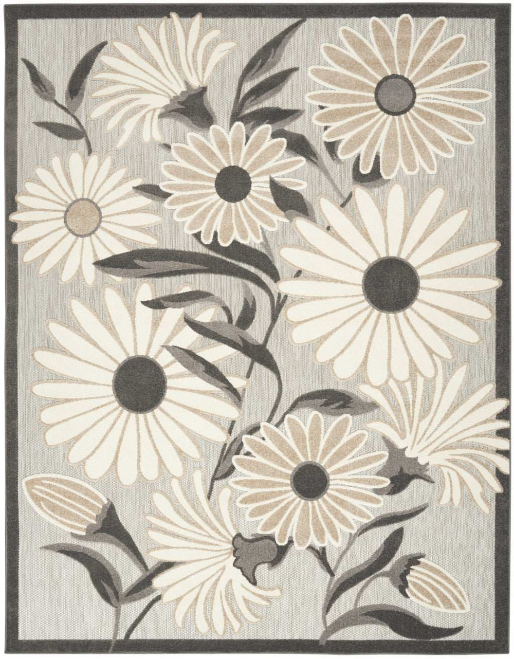 5' X 8' Beige Floral Stain Resistant Non Skid Area Rug - Homeroots - Flyclothing LLC