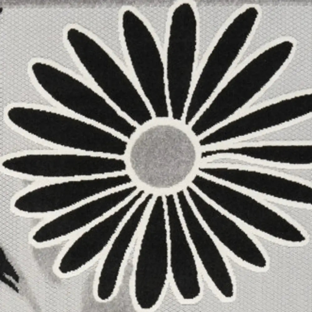 7' X 10' Black And White Floral Stain Resistant Non Skid Area Rug - Homeroots - Flyclothing LLC