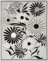 5' X 8' Black And White Floral Stain Resistant Non Skid Area Rug - Homeroots - Flyclothing LLC