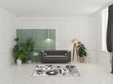 5' X 8' Black And White Floral Stain Resistant Non Skid Area Rug - Homeroots - Flyclothing LLC