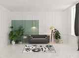 5' X 8' Black And White Floral Stain Resistant Non Skid Area Rug - Homeroots - Flyclothing LLC