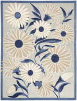 7' X 10' Blue And Grey Floral Stain Resistant Non Skid Area Rug - Homeroots - Flyclothing LLC