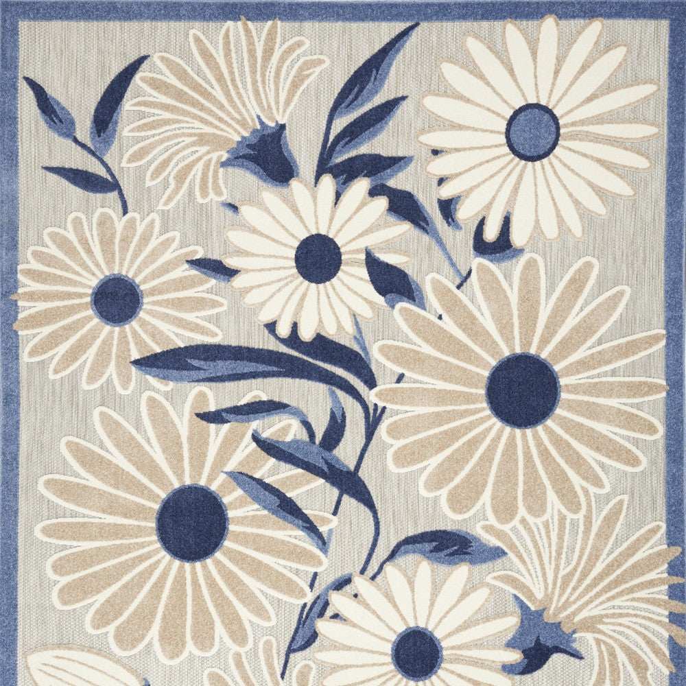 4' X 6' Blue And Grey Floral Stain Resistant Non Skid Area Rug - Homeroots - Flyclothing LLC