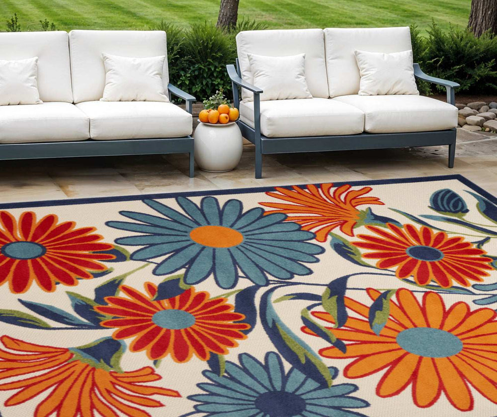 8' X 11' Multicolor Floral Stain Resistant Non Skid Area Rug - Homeroots - Flyclothing LLC