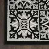 5' X 8' Black And White Fleur De Lis Stain Resistant Non Skid Area Rug - Homeroots - Flyclothing LLC