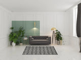 5' X 8' Black And White Fleur De Lis Stain Resistant Non Skid Area Rug - Homeroots - Flyclothing LLC