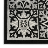 5' X 8' Black And White Fleur De Lis Stain Resistant Non Skid Area Rug - Homeroots - Flyclothing LLC