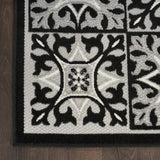 8' X 11' Black And White Fleur De Lis Stain Resistant Non Skid Area Rug - Homeroots - Flyclothing LLC