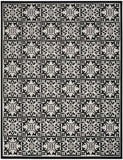 8' X 11' Black And White Fleur De Lis Stain Resistant Non Skid Area Rug - Homeroots - Flyclothing LLC
