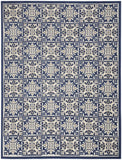7' X 10' Blue Fleur De Lis Stain Resistant Non Skid Area Rug - Homeroots - Flyclothing LLC