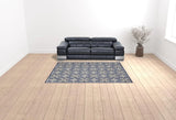 7' X 10' Blue Fleur De Lis Stain Resistant Non Skid Area Rug - Homeroots - Flyclothing LLC