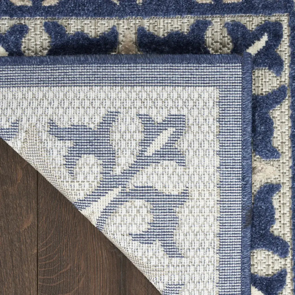 4' X 6' Blue Fleur De Lis Stain Resistant Non Skid Area Rug - Homeroots - Flyclothing LLC
