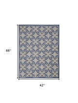 4' X 6' Blue Fleur De Lis Stain Resistant Non Skid Area Rug - Homeroots - Flyclothing LLC