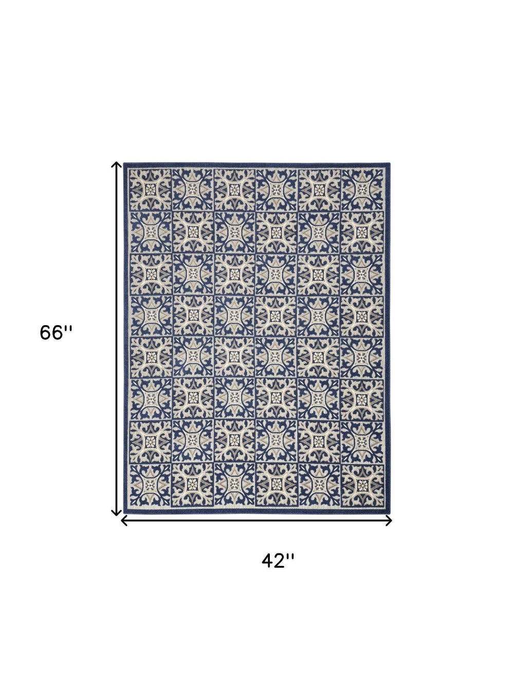 4' X 6' Blue Fleur De Lis Stain Resistant Non Skid Area Rug - Homeroots - Flyclothing LLC