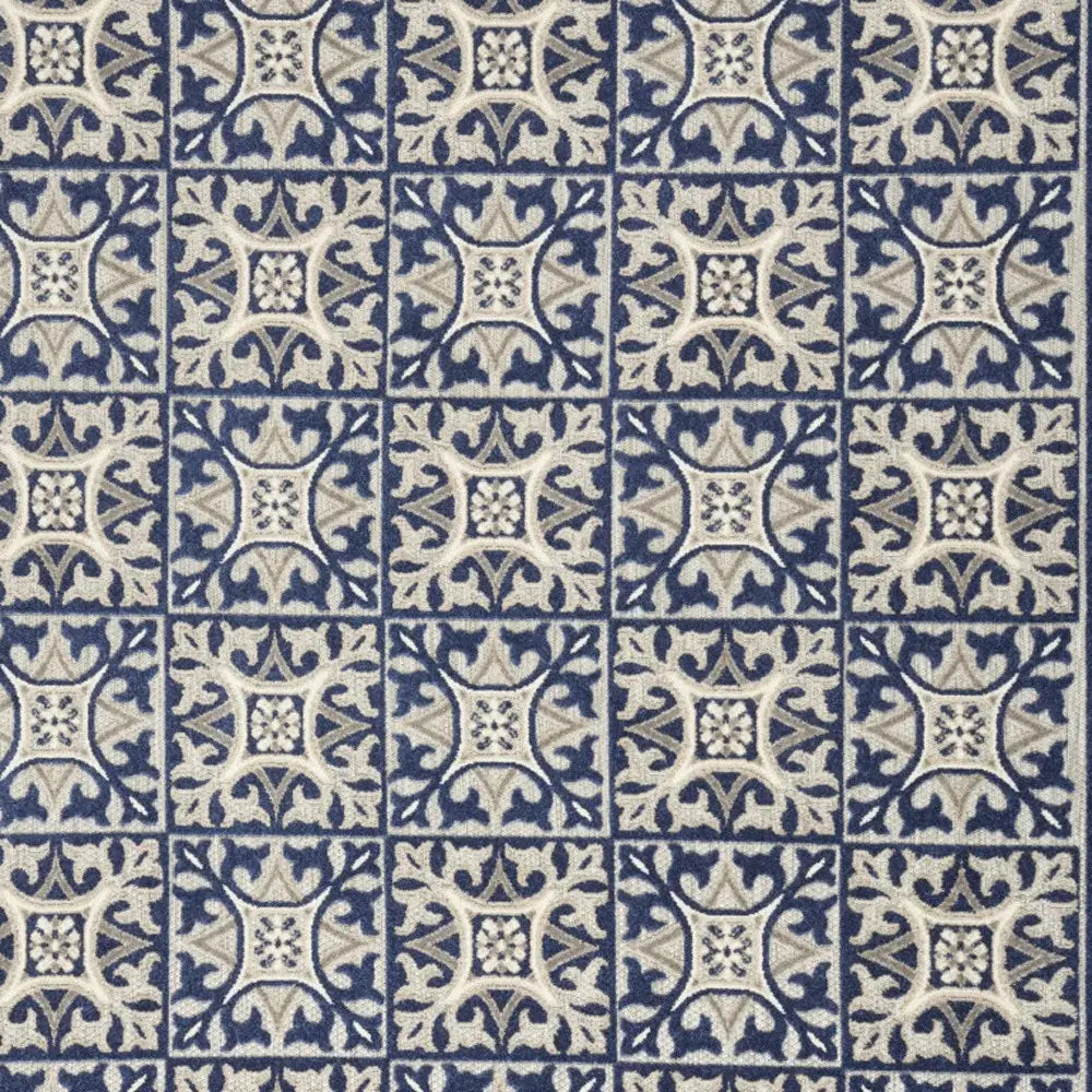 4' X 6' Blue Fleur De Lis Stain Resistant Non Skid Area Rug - Homeroots - Flyclothing LLC