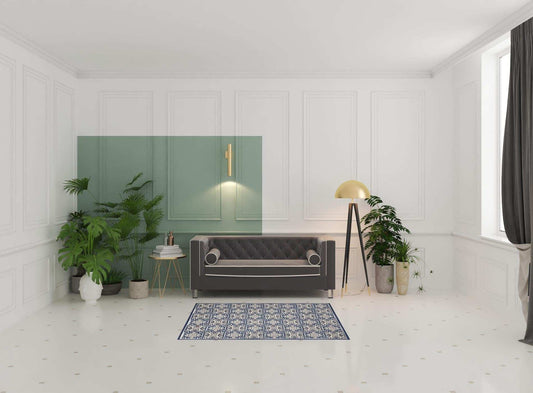 4' X 6' Blue Fleur De Lis Stain Resistant Non Skid Area Rug - Homeroots - Flyclothing LLC