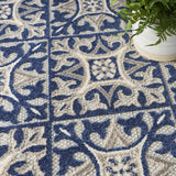 4' X 6' Blue Fleur De Lis Stain Resistant Non Skid Area Rug - Homeroots - Flyclothing LLC