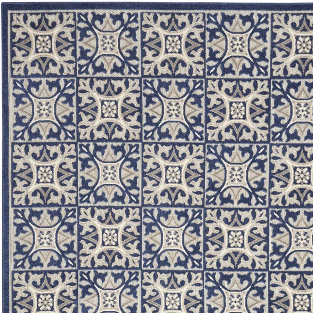 5' X 8' Blue Fleur De Lis Stain Resistant Non Skid Area Rug - Homeroots - Flyclothing LLC