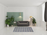 5' X 8' Blue Fleur De Lis Stain Resistant Non Skid Area Rug - Homeroots - Flyclothing LLC