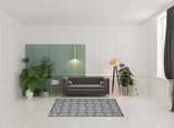 5' X 8' Blue Fleur De Lis Stain Resistant Non Skid Area Rug - Homeroots - Flyclothing LLC