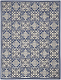 8' X 11' Blue Fleur De Lis Stain Resistant Non Skid Area Rug - Homeroots