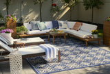 8' X 11' Blue Fleur De Lis Stain Resistant Non Skid Area Rug - Homeroots - Flyclothing LLC