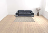 6' X 9' Ivory And Grey Fleur De Lis Stain Resistant Non Skid Area Rug - Homeroots - Flyclothing LLC