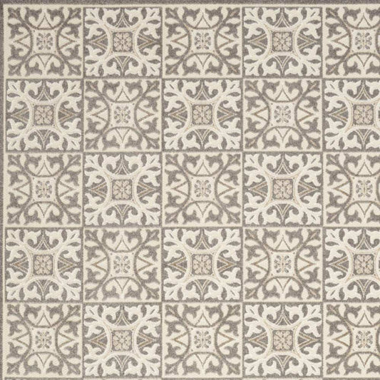 7' X 10' Ivory And Grey Fleur De Lis Stain Resistant Non Skid Area Rug - Homeroots - Flyclothing LLC