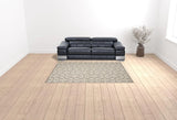 7' X 10' Ivory And Grey Fleur De Lis Stain Resistant Non Skid Area Rug - Homeroots - Flyclothing LLC
