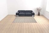 7' X 10' Ivory And Grey Fleur De Lis Stain Resistant Non Skid Area Rug - Homeroots - Flyclothing LLC