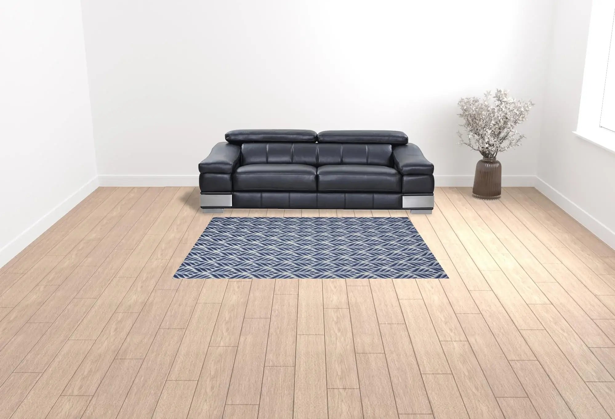 6' X 9' Blue Floral Stain Resistant Non Skid Area Rug - Homeroots - Flyclothing LLC