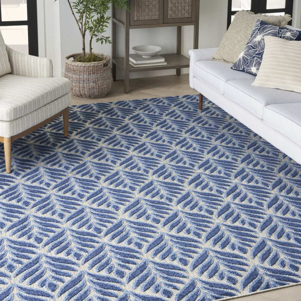 6' X 9' Blue Floral Stain Resistant Non Skid Area Rug - Homeroots - Flyclothing LLC