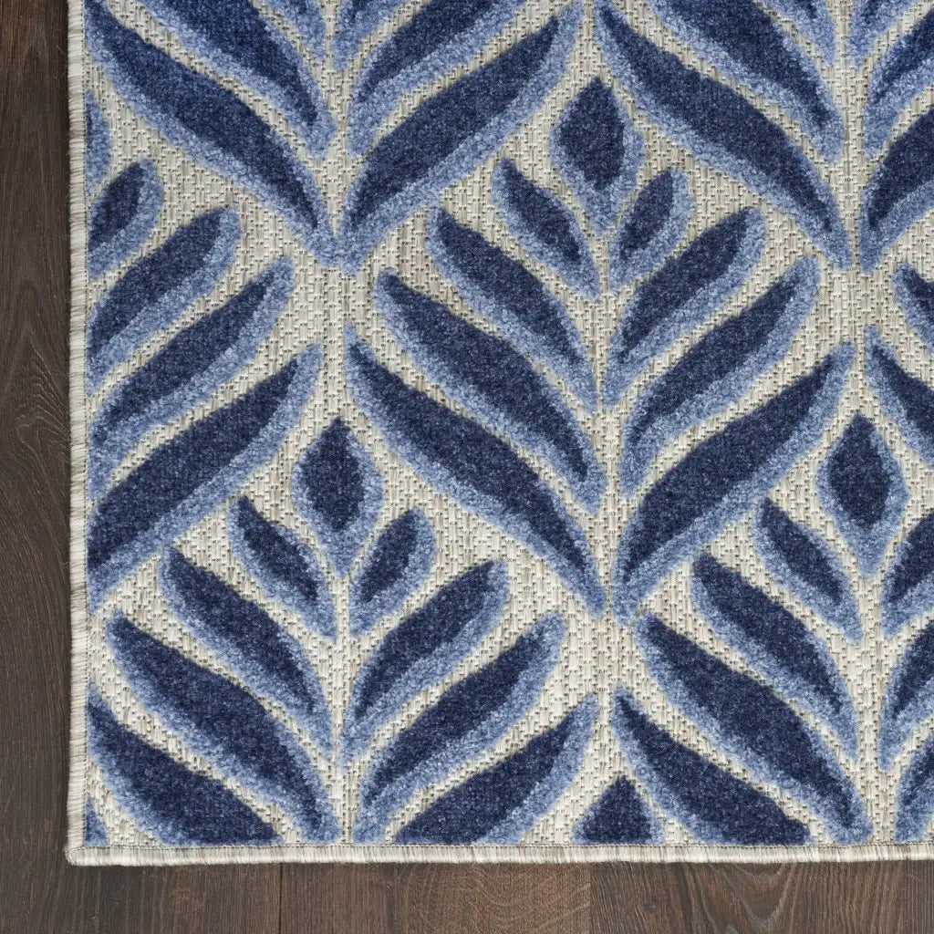 6' X 9' Blue Floral Stain Resistant Non Skid Area Rug - Homeroots - Flyclothing LLC
