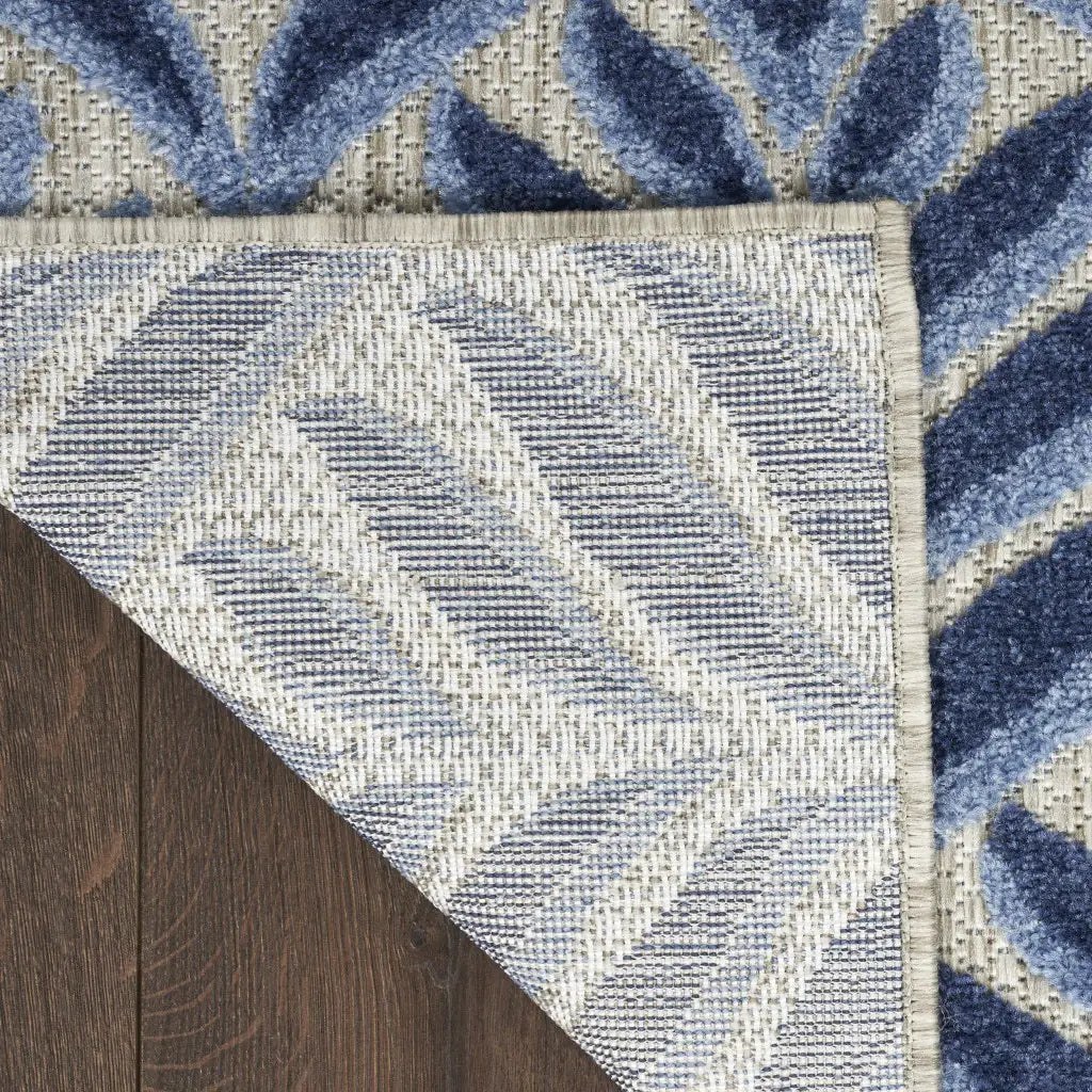 8' X 11' Blue Floral Stain Resistant Non Skid Area Rug - Homeroots - Flyclothing LLC