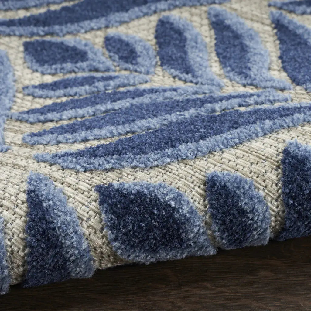 8' X 11' Blue Floral Stain Resistant Non Skid Area Rug - Homeroots - Flyclothing LLC
