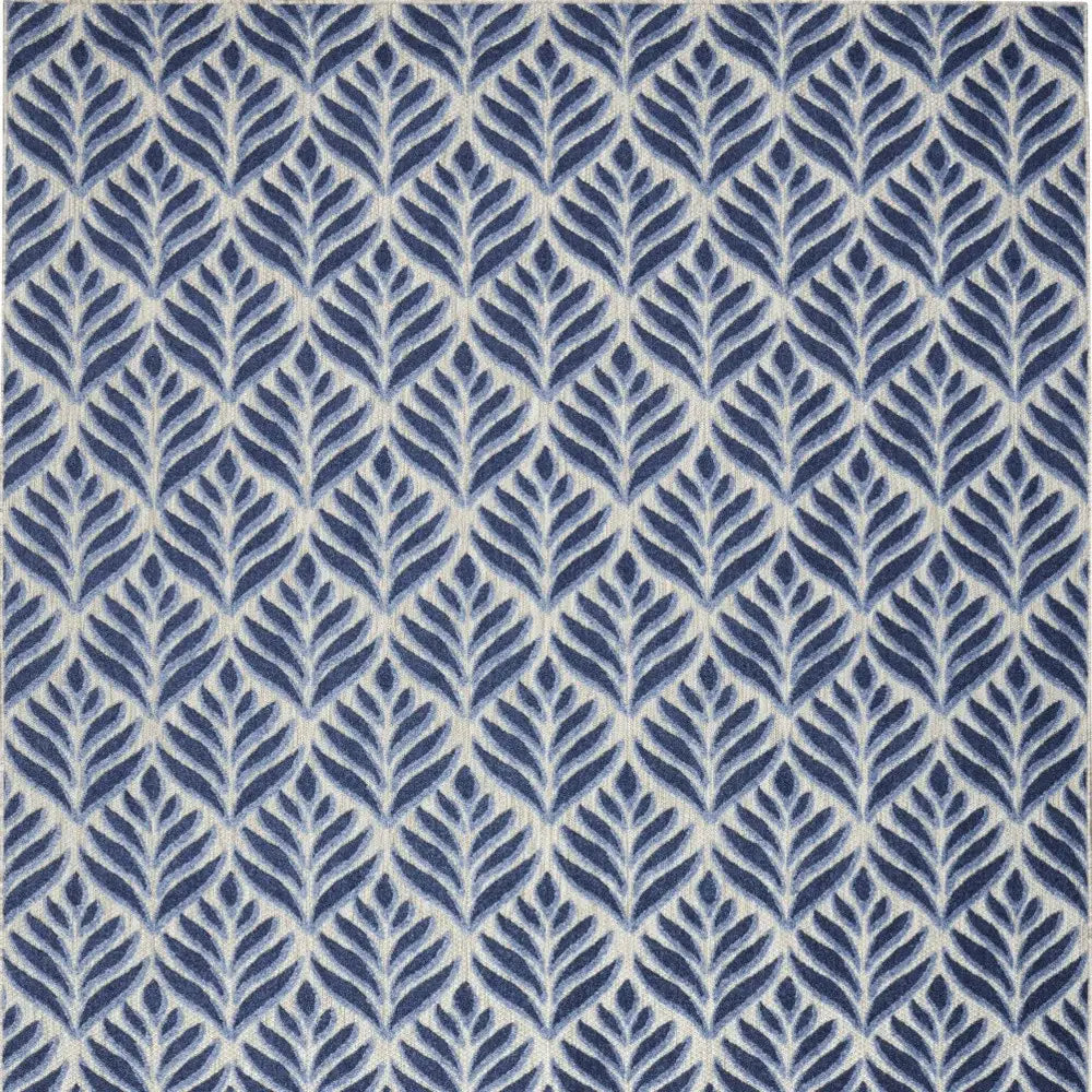 8' X 11' Blue Floral Stain Resistant Non Skid Area Rug - Homeroots - Flyclothing LLC