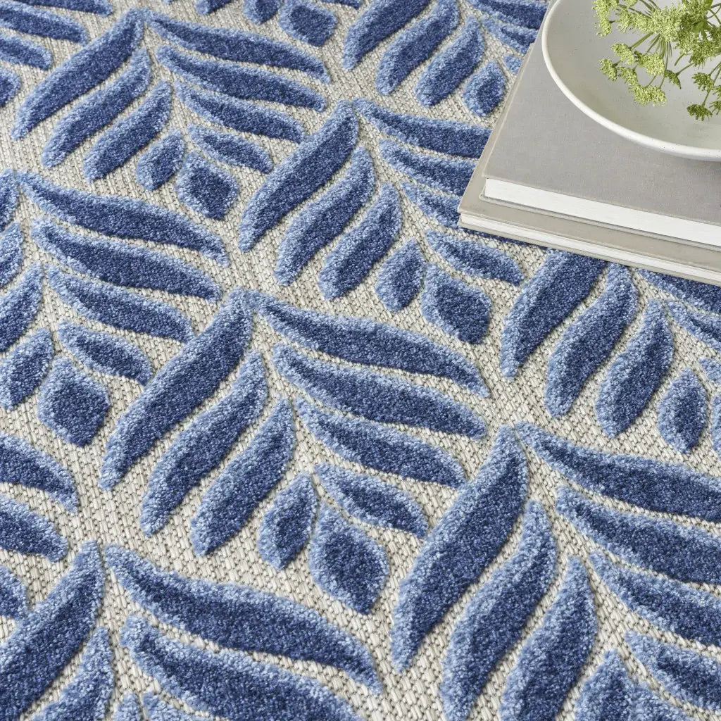 8' X 11' Blue Floral Stain Resistant Non Skid Area Rug - Homeroots - Flyclothing LLC