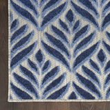 8' X 11' Blue Floral Stain Resistant Non Skid Area Rug