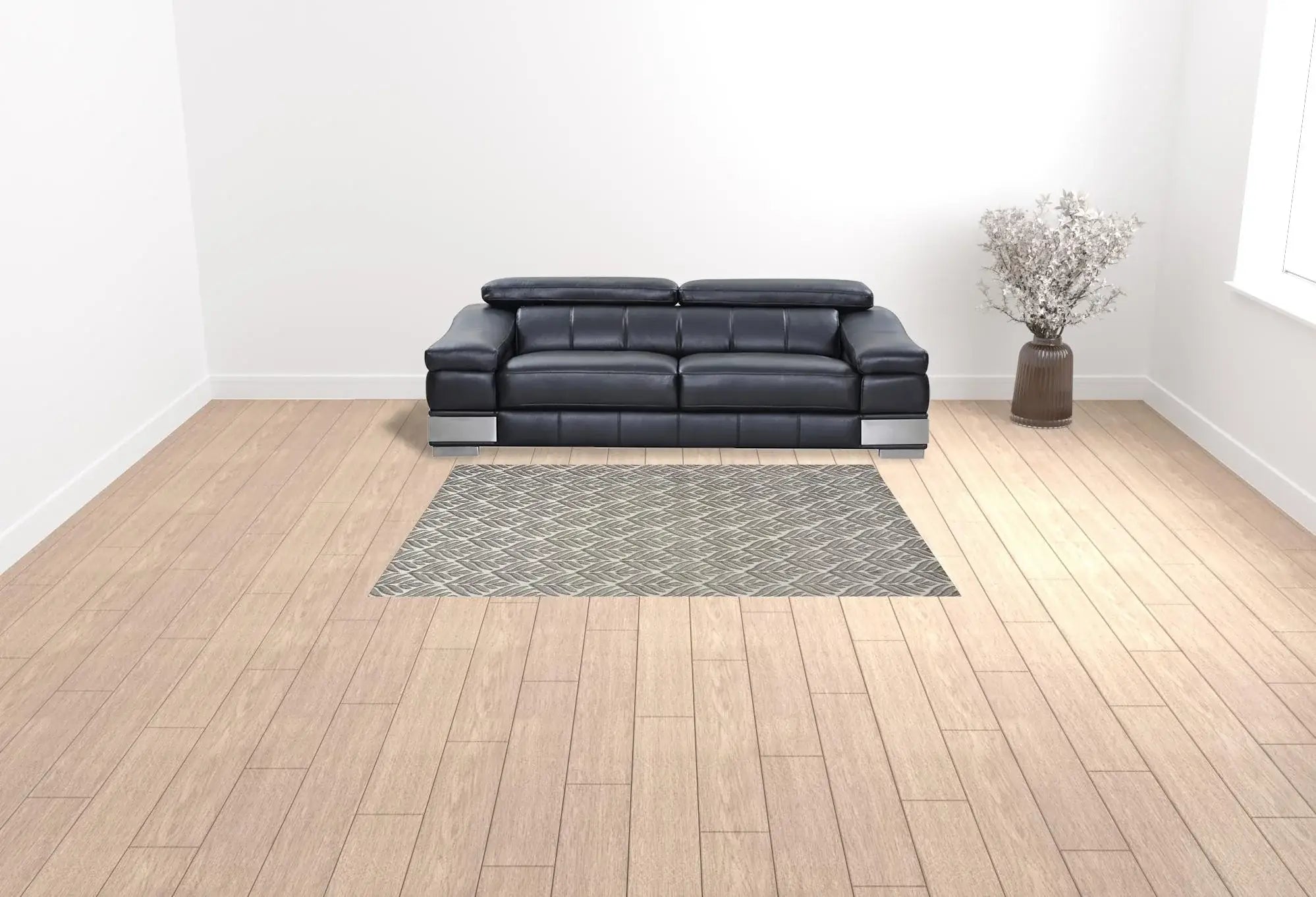 6' X 9' Charcoal Floral Stain Resistant Non Skid Area Rug - Homeroots - Flyclothing LLC