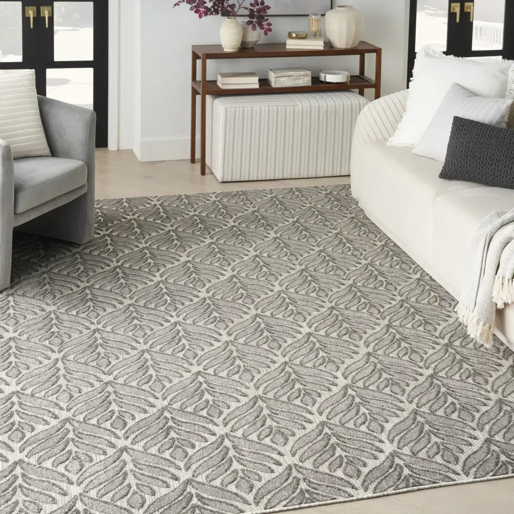 4' X 6' Charcoal Floral Stain Resistant Non Skid Area Rug - Homeroots - Flyclothing LLC