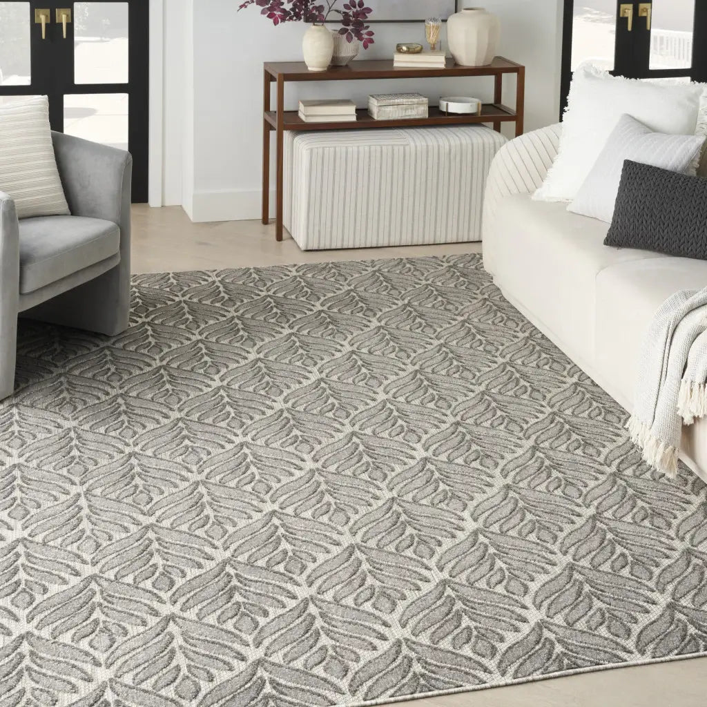 5' X 8' Charcoal Floral Stain Resistant Non Skid Area Rug - Homeroots - Flyclothing LLC