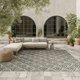 8' X 11' Charcoal Floral Stain Resistant Non Skid Area Rug - Homeroots - Flyclothing LLC