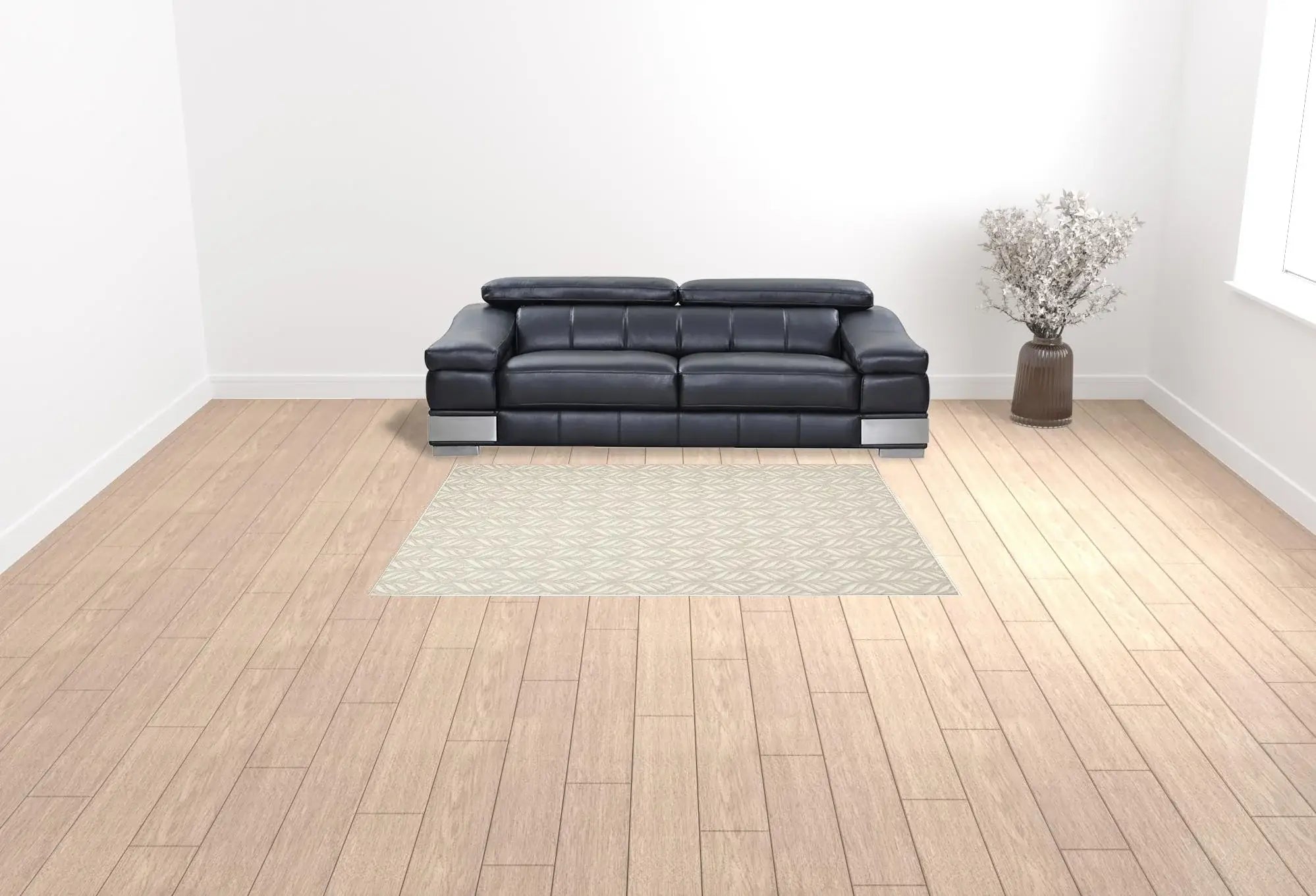 6' X 9' Ivory And Grey Floral Stain Resistant Non Skid Area Rug - Homeroots - Flyclothing LLC