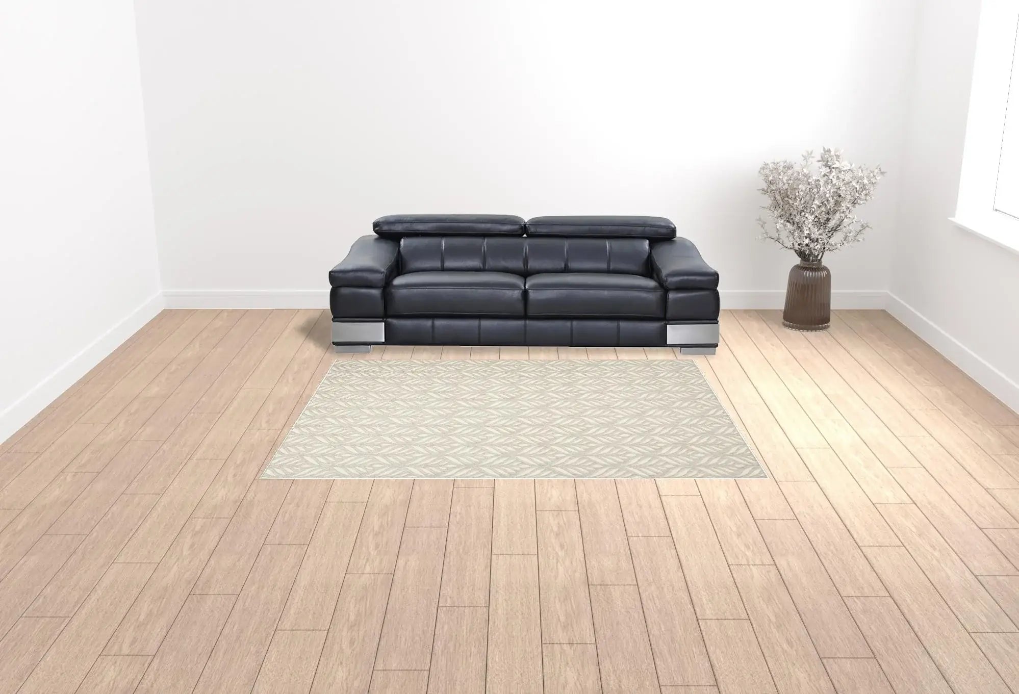 7' X 10' Ivory And Grey Floral Stain Resistant Non Skid Area Rug - Homeroots - Flyclothing LLC